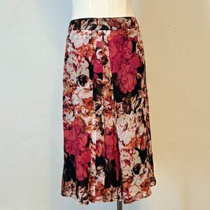 Jaclyn Smith Womens Medium Floral Pleated Below Knee Multicolor Vintage Skirt.